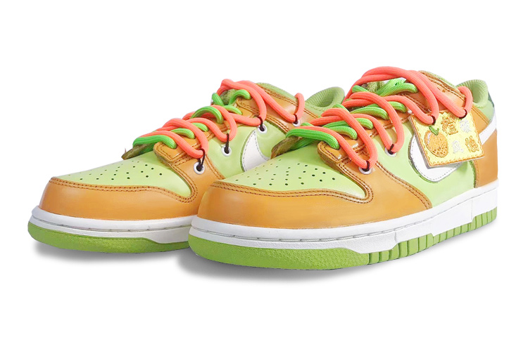 Lookbook 【客製化球鞋】 Nike Dunk Low 彩色拼接 復古 橙風破浪 橘子 布貼 解構鞋帶 噴繪 低筒 板鞋 GS 橙綠
