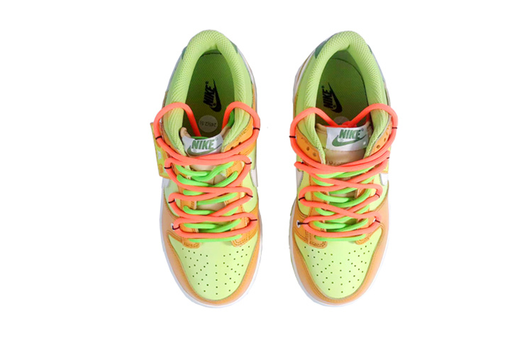 Shop 【客製化球鞋】 Nike Dunk Low 彩色拼接 復古 橙風破浪 橘子 布貼 解構鞋帶 噴繪 低筒 板鞋 GS 橙綠