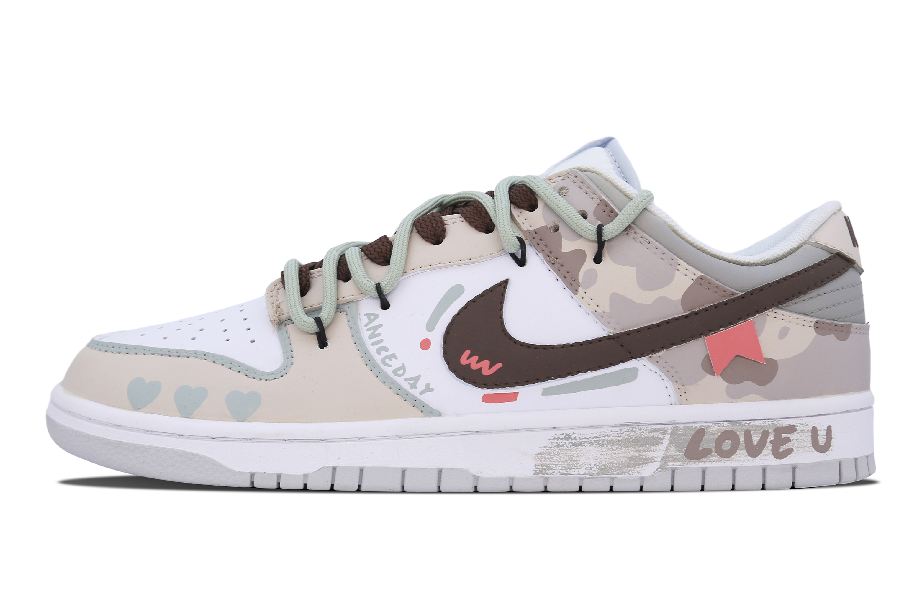 [Custom Shoes] Nike Dunk Low 'Mist Camo Colorblock Graffiti Love'