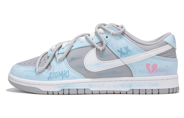 Buy 【定制球鞋】Nike Dunk Low 霧藍塗鴉 街頭 做舊劃痕 解構綁帶 復古 防滑耐磨 低筒 板鞋 男款 灰藍色
