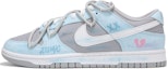 Buy 【定制球鞋】Nike Dunk Low 霧藍塗鴉 街頭 做舊劃痕 解構綁帶 復古 防滑耐磨 低筒 板鞋 男款 灰藍色