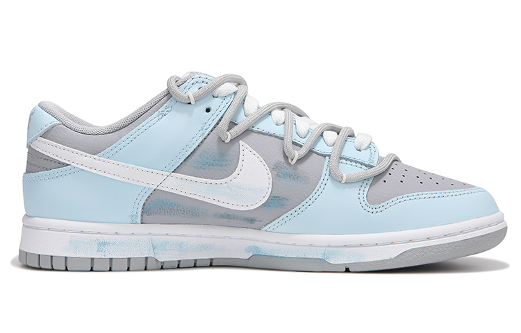 Order 【定制球鞋】Nike Dunk Low 霧藍塗鴉 街頭 做舊劃痕 解構綁帶 復古 防滑耐磨 低筒 板鞋 男款 灰藍色
