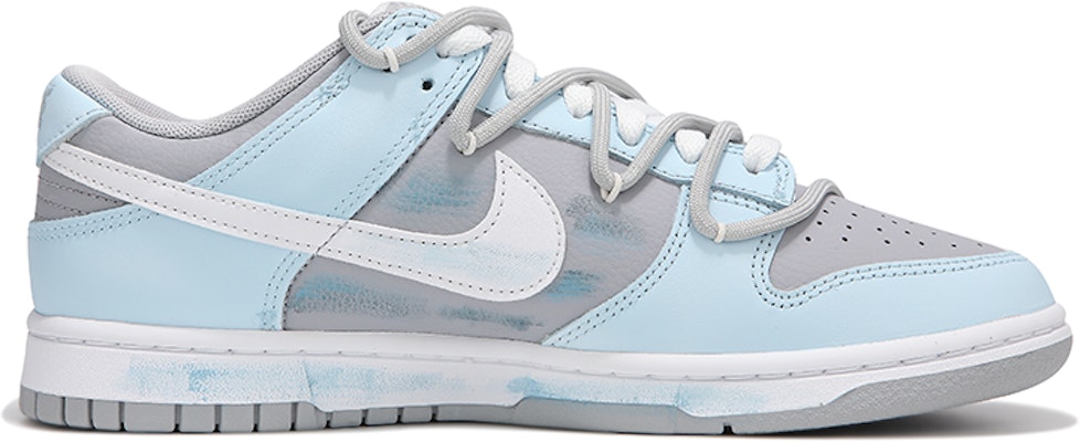【定制球鞋】Nike Dunk Low 霧藍塗鴉 街頭 做舊劃痕 解構綁帶 復古 防滑耐磨 低筒 板鞋 男款 灰藍色 Order 【定制球鞋】Nike Dunk Low 霧藍塗鴉 街頭 做舊劃痕 解構綁帶 復古 防滑耐磨 低筒 板鞋 男款 灰藍色