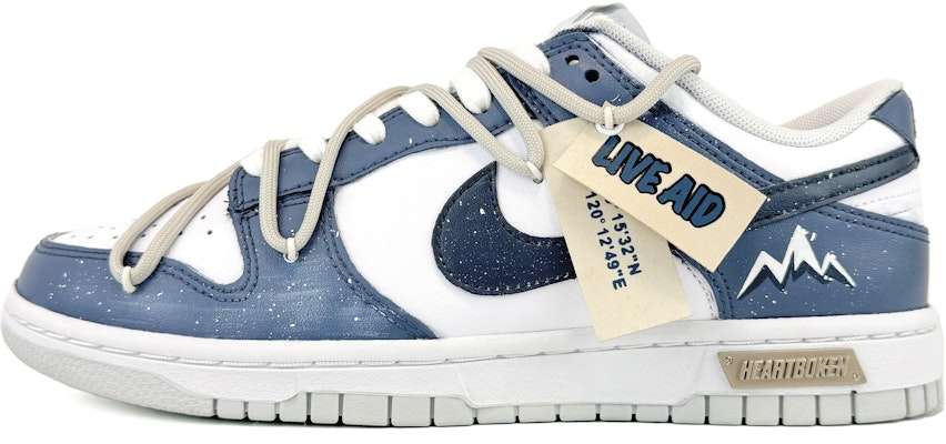 【訂製球鞋】 Nike Dunk 隨心 冰山救援 解構綁帶 潑墨 低筒 板鞋 GS 霧霾藍色 Buy 【訂製球鞋】 Nike Dunk 隨心 冰山救援 解構綁帶 潑墨 低筒 板鞋 GS 霧霾藍色