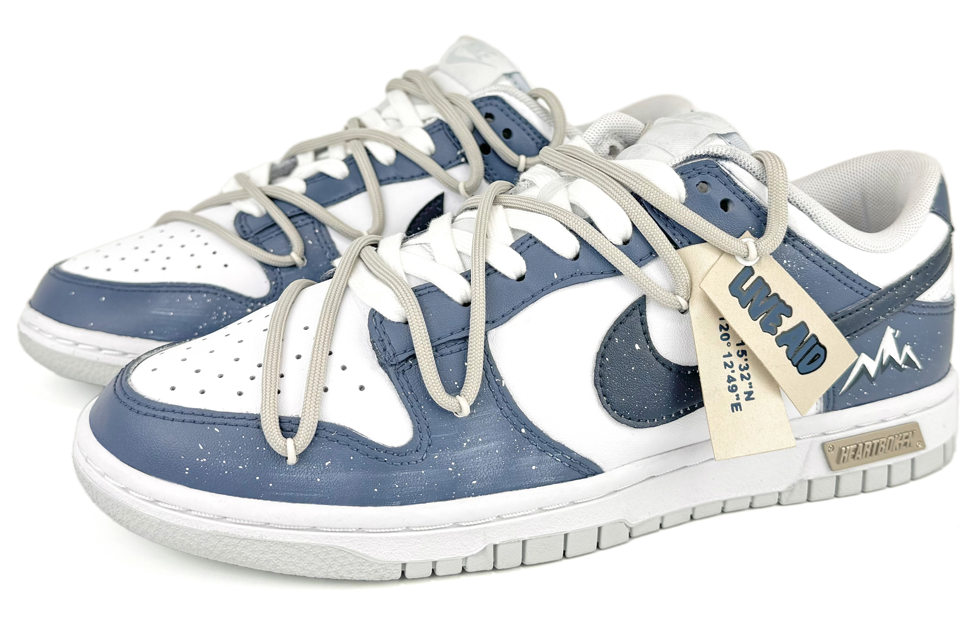 Shop 【訂製球鞋】 Nike Dunk 隨心 冰山救援 解構綁帶 潑墨 低筒 板鞋 GS 霧霾藍色