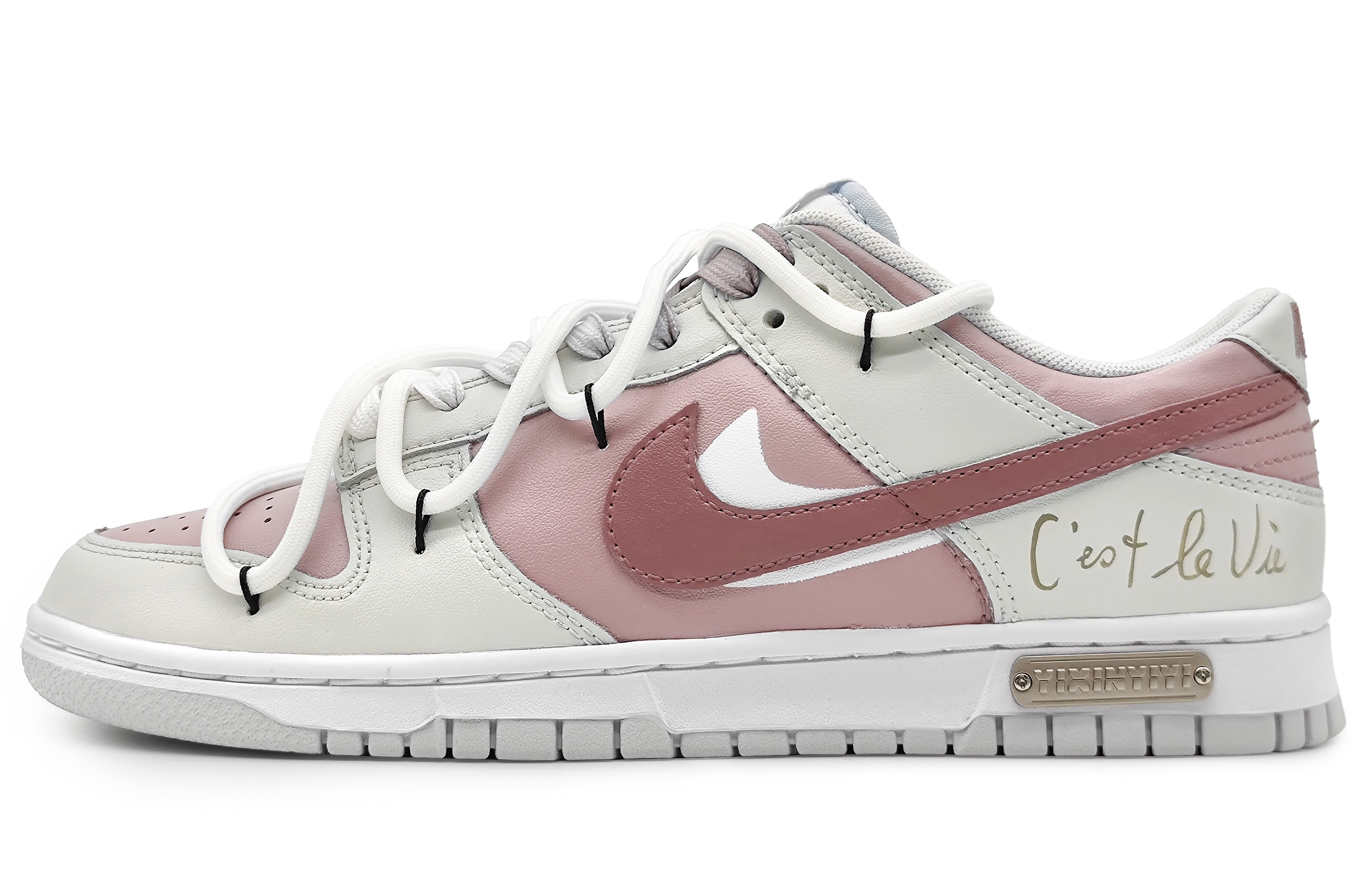 Buy [Kasut Custom] Nike Dunk Low 'Misty Vanilla Peach Blossom' DV0831-101(Team16-男款桃之夭夭解构)