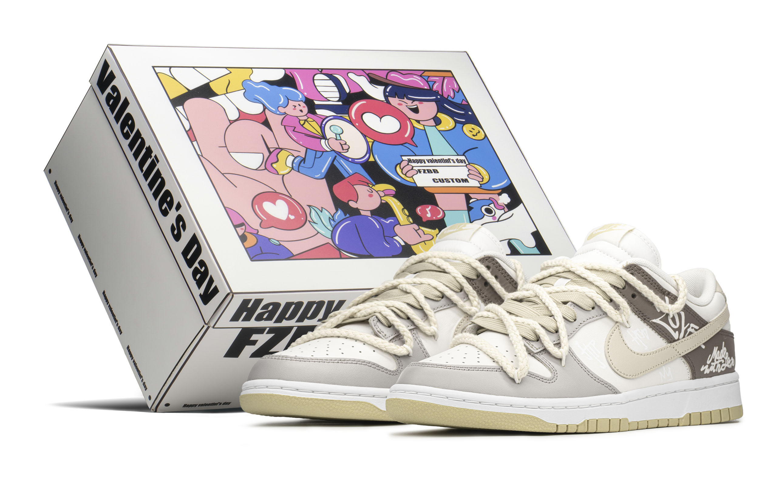 Buy [定制鞋款] 耐克Dunk Low '摩卡棕爱恋盒 - Meladerm' DV0833-100-459195