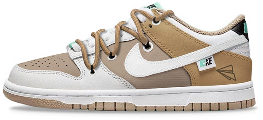 【訂製球鞋】Nike Dunk Low Split 小摩卡 復古紙飛機 焦糖拿鐵 解構綁帶 經典休閒 低幫 板鞋 GS 白棕 Buy 【訂製球鞋】Nike Dunk Low Split 小摩卡 復古紙飛機 焦糖拿鐵 解構綁帶 經典休閒 低幫 板鞋 GS 白棕