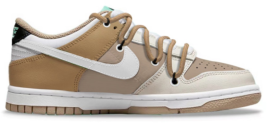 【訂製球鞋】Nike Dunk Low Split 小摩卡 復古紙飛機 焦糖拿鐵 解構綁帶 經典休閒 低幫 板鞋 GS 白棕 Order 【訂製球鞋】Nike Dunk Low Split 小摩卡 復古紙飛機 焦糖拿鐵 解構綁帶 經典休閒 低幫 板鞋 GS 白棕