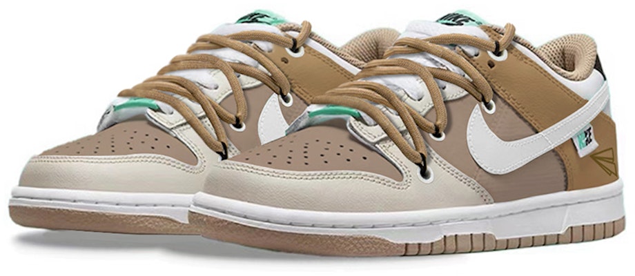 【訂製球鞋】Nike Dunk Low Split 小摩卡 復古紙飛機 焦糖拿鐵 解構綁帶 經典休閒 低幫 板鞋 GS 白棕 Lookbook 【訂製球鞋】Nike Dunk Low Split 小摩卡 復古紙飛機 焦糖拿鐵 解構綁帶 經典休閒 低幫 板鞋 GS 白棕