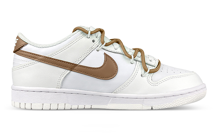 Order 【訂製球鞋】Nike Dunk Low 解構 雙鞋帶 笑臉布貼 摩卡咖啡 低筒 滑板鞋 GS 白棕