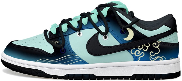 custom-shoes-nike-dunk-low-moon-gradient-auspicious-clouds-deconstructed-shoelaces