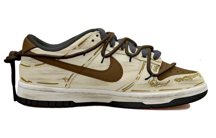 Order [Kasut Custom] Nike Dunk Low 'Moon Star Vintage Deconstructed Kuning Coklat' DD1391-100(Team拾玖-羊皮画卷S-BOX）