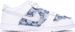 Order 【訂製球鞋】 Nike Dunk Low 復古主題 學院風 手工縫紉 小香風 牛仔 月光銀 高街 休閒 貼布 低幫 板鞋 GS 白藍