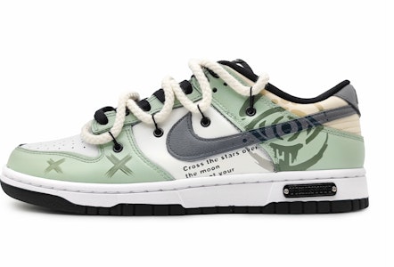 【客製化球鞋】 Nike Dunk 低筒 黑色 誓言之眼 解構雙鞋帶 塗鴉 莫蘭迪色彩 低筒 耐吉籃球鞋 GS 綠灰色 Buy 【客製化球鞋】 Nike Dunk 低筒 黑色 誓言之眼 解構雙鞋帶 塗鴉 莫蘭迪色彩 低筒 耐吉籃球鞋 GS 綠灰色