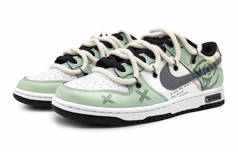 【客製化球鞋】 Nike Dunk 低筒 黑色 誓言之眼 解構雙鞋帶 塗鴉 莫蘭迪色彩 低筒 耐吉籃球鞋 GS 綠灰色 Lookbook 【客製化球鞋】 Nike Dunk 低筒 黑色 誓言之眼 解構雙鞋帶 塗鴉 莫蘭迪色彩 低筒 耐吉籃球鞋 GS 綠灰色