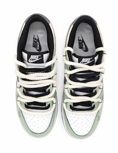 【客製化球鞋】 Nike Dunk 低筒 黑色 誓言之眼 解構雙鞋帶 塗鴉 莫蘭迪色彩 低筒 耐吉籃球鞋 GS 綠灰色 Shop 【客製化球鞋】 Nike Dunk 低筒 黑色 誓言之眼 解構雙鞋帶 塗鴉 莫蘭迪色彩 低筒 耐吉籃球鞋 GS 綠灰色