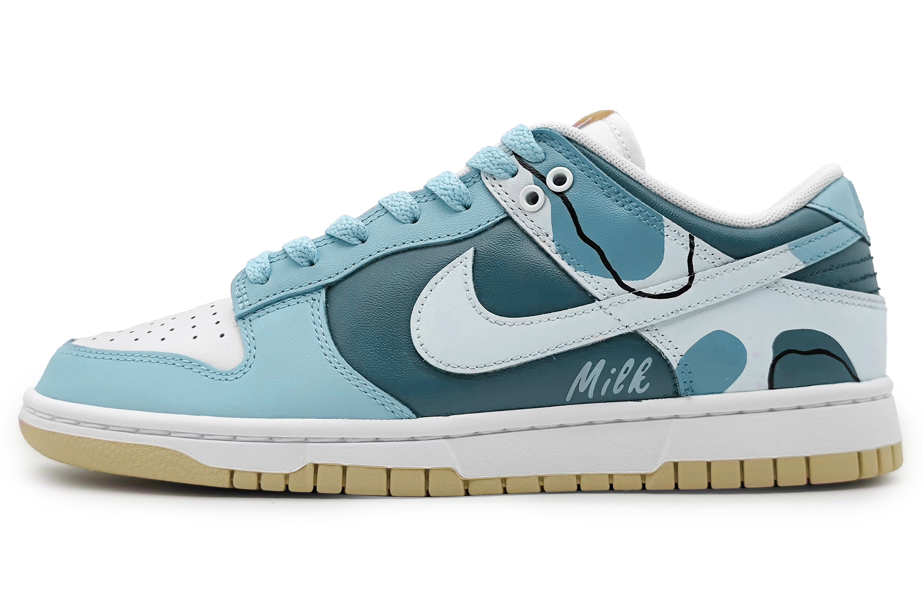 Buy [Zapatos Personalizados] Nike Dunk Low 'Morandi Patchwork Azul Blanco' DV0833-100(Team16-男款奶油milk蓝色)