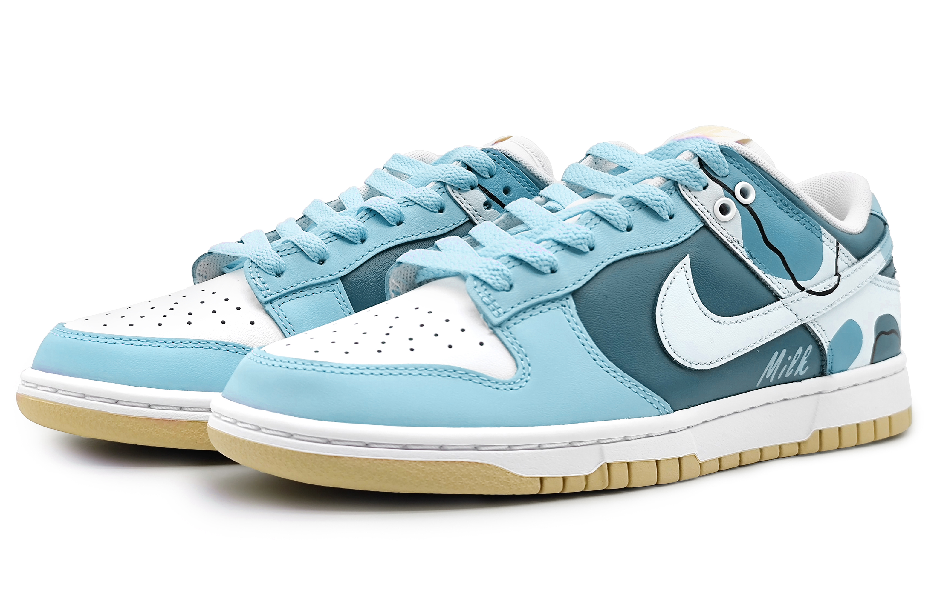 Lookbook [Zapatos Personalizados] Nike Dunk Low 'Morandi Patchwork Azul Blanco' DV0833-100(Team16-男款奶油milk蓝色)