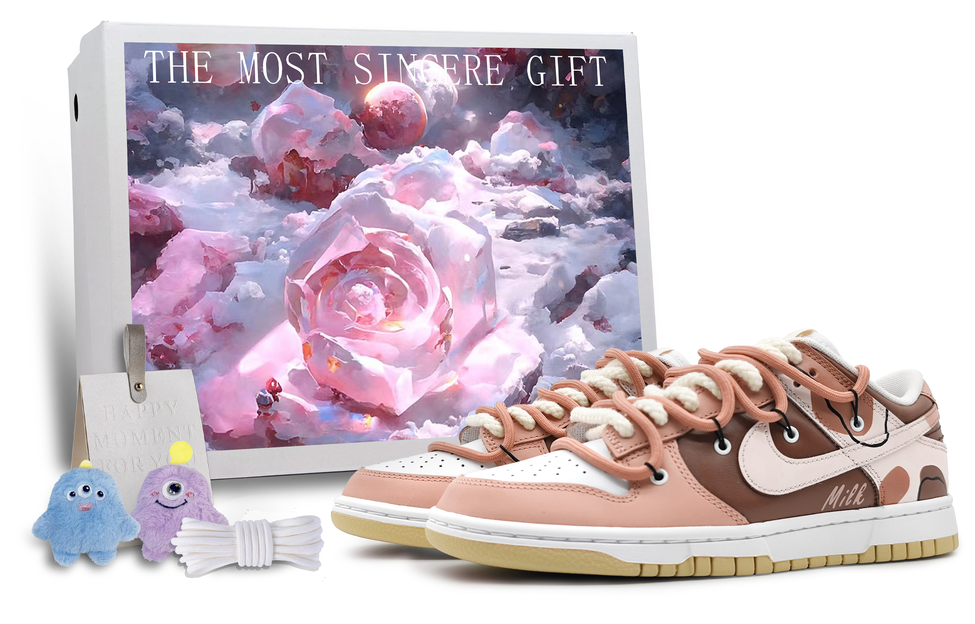 Buy [Kasut Custom] Nike Dunk Low 'Merah Jambu Coklat Morandi' DV0833-100(Team16-奶油milk粉棕礼BX)