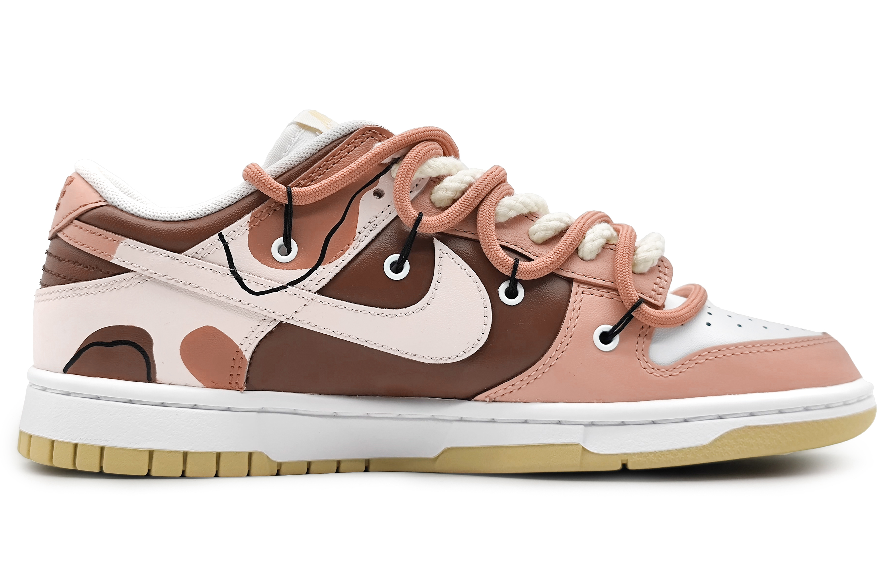 Lookbook [Kasut Custom] Nike Dunk Low 'Merah Jambu Coklat Morandi' DV0833-100(Team16-奶油milk粉棕礼BX)