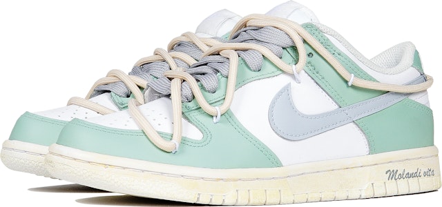 【定制球鞋】 Nike Dunk Low 莫蘭迪色系 減齡穿搭 復古風 低幫 板鞋 GS 白綠 Lookbook 【定制球鞋】 Nike Dunk Low 莫蘭迪色系 減齡穿搭 復古風 低幫 板鞋 GS 白綠