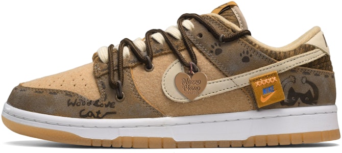 【定制球鞋】Nike Dunk Low Mud Kitty 解構風 低筒 板鞋 男款 黃棕 Buy 【定制球鞋】Nike Dunk Low Mud Kitty 解構風 低筒 板鞋 男款 黃棕