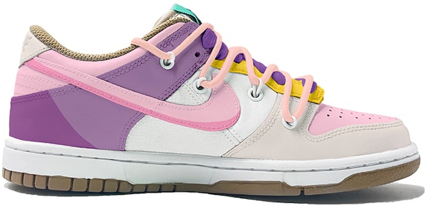 【定制球鞋】Nike Dunk Low 解構鞋帶 多彩拼接 低幫 板鞋 GS 粉紫 Order 【定制球鞋】Nike Dunk Low 解構鞋帶 多彩拼接 低幫 板鞋 GS 粉紫