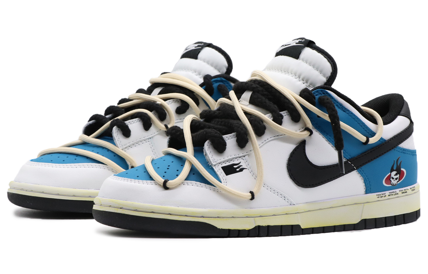 Lookbook 【訂製球鞋】Nike Dunk Low 霓虹 高街 戶外 夏日搭配 髒髒鞋 解構熊貓 復古做舊 低筒 滑板鞋 男款 白藍