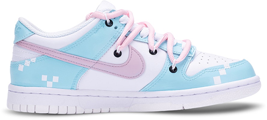 【定制球鞋】 Nike Dunk Low 電競主題 電玩像素風 霓虹色塊 機器人 解構風 雙鞋帶 低幫 板鞋 GS 粉白藍 Order 【定制球鞋】 Nike Dunk Low 電競主題 電玩像素風 霓虹色塊 機器人 解構風 雙鞋帶 低幫 板鞋 GS 粉白藍