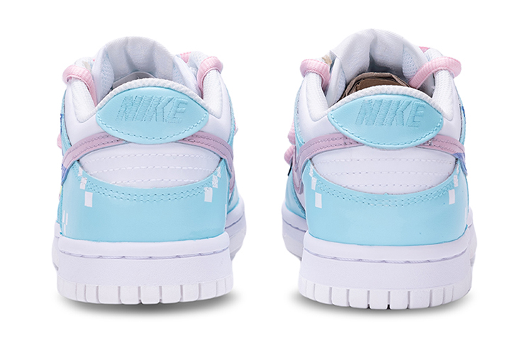 Shop 【定制球鞋】 Nike Dunk Low 電競主題 電玩像素風 霓虹色塊 機器人 解構風 雙鞋帶 低幫 板鞋 GS 粉白藍