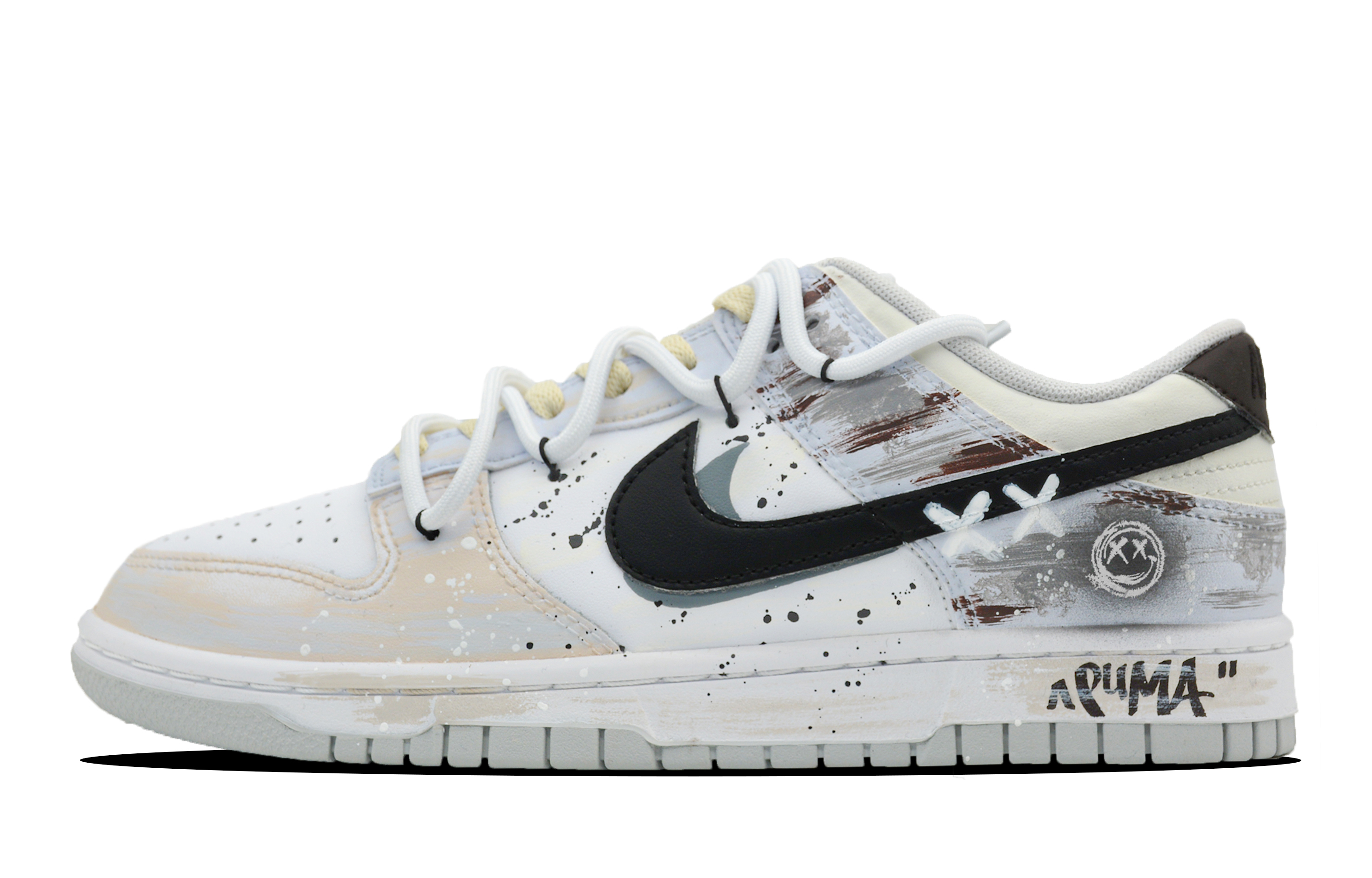 [Custom Shoes] Nike Dunk Low 'Neutral Graffiti Smile Deconstructed'