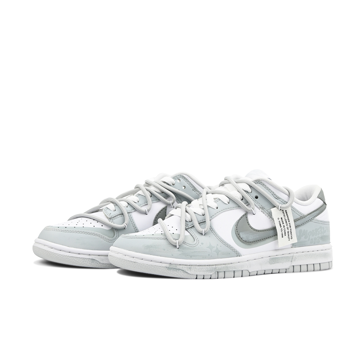 Lookbook [定制鞋] 耐克Dunk低帮‘中性灰涂鸦’ DH9765-102(Team120灰绿涂鸦女款)