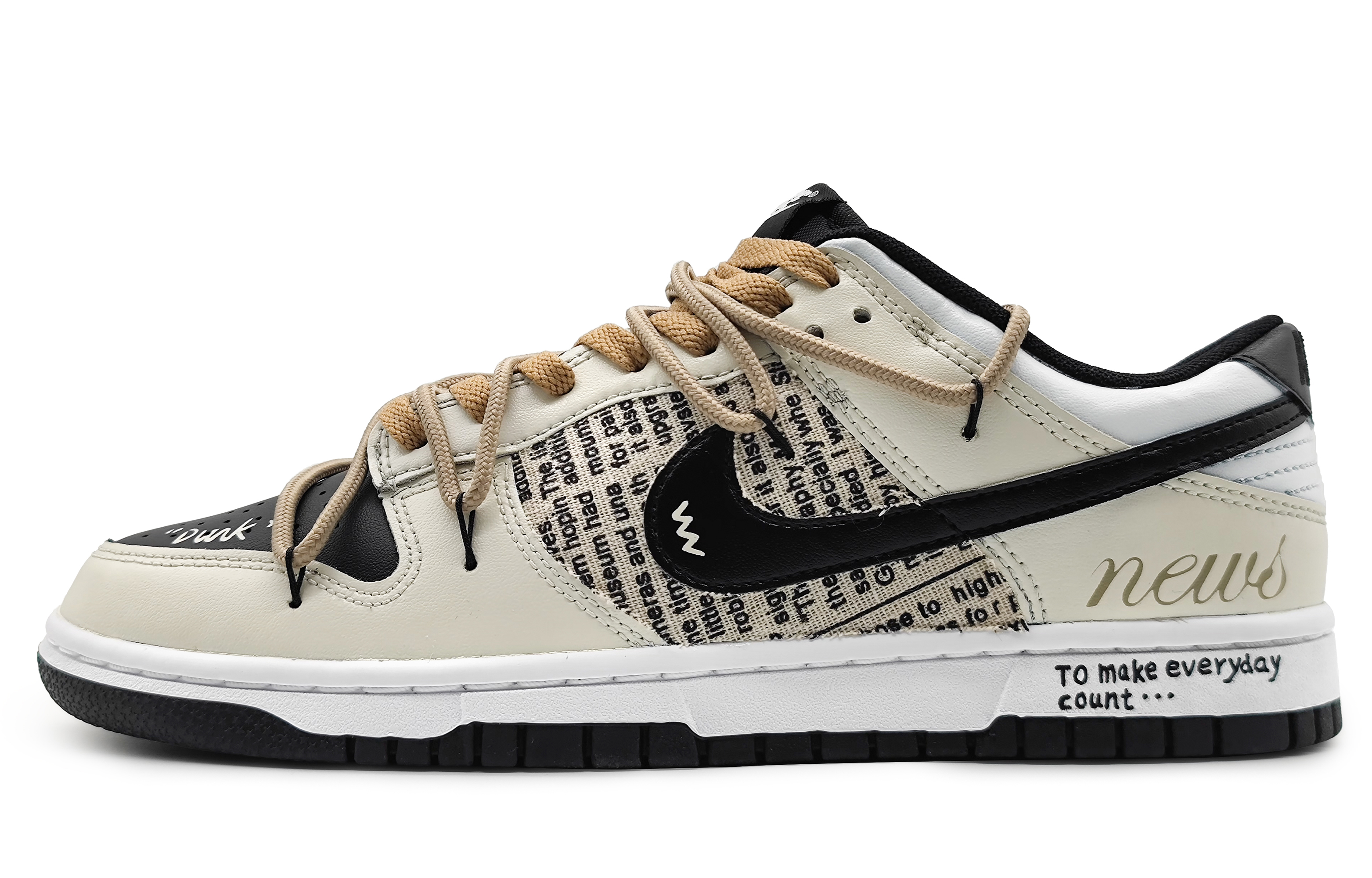 Buy [Zapatos Personalizados] Nike Dunk Low 'Periódico Beige-Negro' DV0831-002(Team16-男款美式报纸)