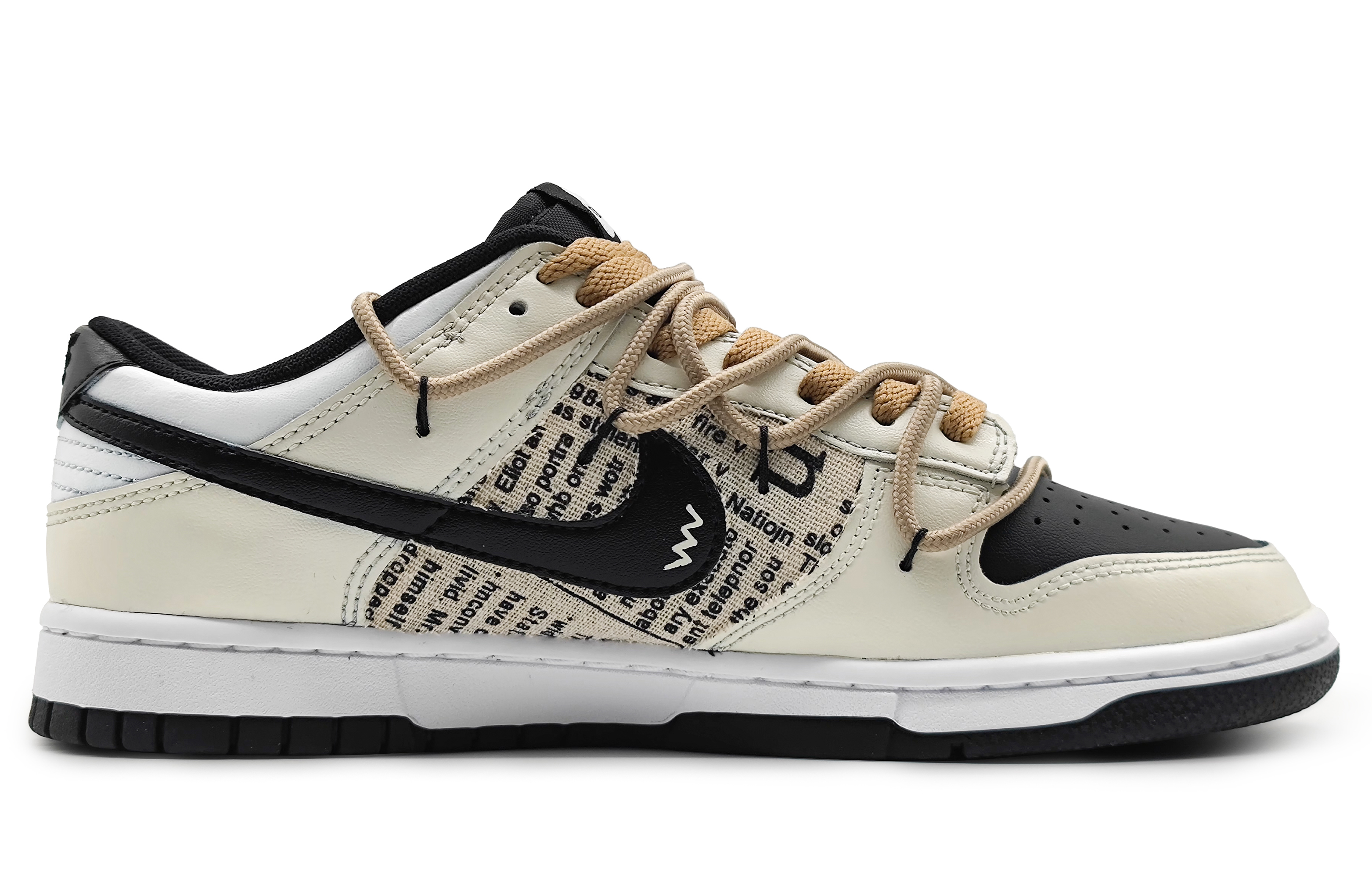 Order [Zapatos Personalizados] Nike Dunk Low 'Periódico Beige-Negro' DV0831-002(Team16-男款美式报纸)