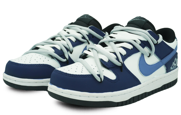 Lookbook 【定制球鞋】 Nike Dunk Low 黑曜石 黑曜石 解構 塗鴉 簡約 經典休閒 耐磨防滑 低幫 板鞋 GS 白藍