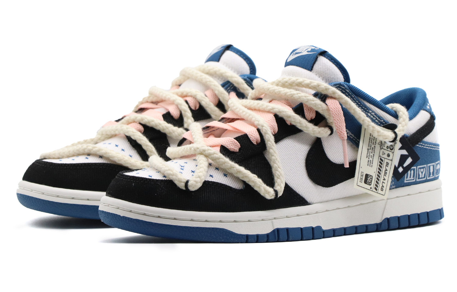 Shop 【カスタムシューズ】ナイキ ダンク ロー「オブシディアン デニム 刺し子」 DV0834-101(Team57-男款闪电蓝)