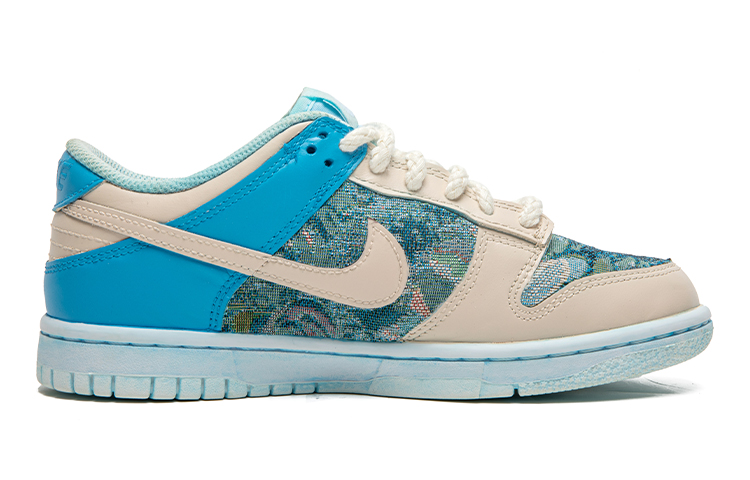 Order 【定製球鞋】 Nike Dunk Low 野鶴製造 復古油畫風 油畫布 海洋風 耐磨 低幫 板鞋 GS 浸染白藍