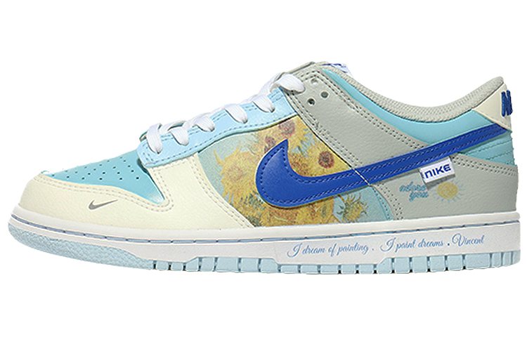 Buy 【訂製球鞋】 Nike Dunk Low 油畫向日葵 歐洲藝術 潮流 低筒 運動鞋 GS 海鹽藍