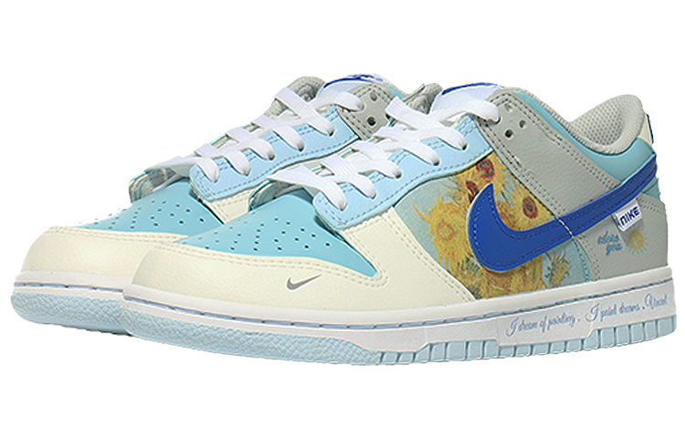 Lookbook 【訂製球鞋】 Nike Dunk Low 油畫向日葵 歐洲藝術 潮流 低筒 運動鞋 GS 海鹽藍