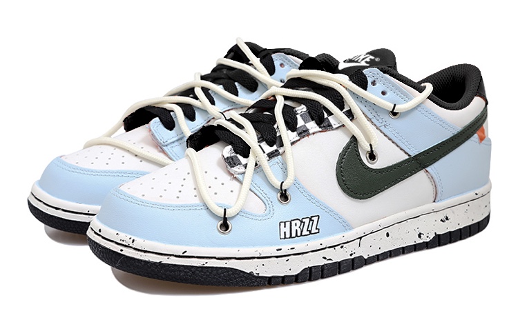 Lookbook [Sepatu Custom] Nike Dunk Low 'Olive Kotak-kotak Berbintik' DD1391-100(Team拾玖-棋盘格赛车男S-BOX)