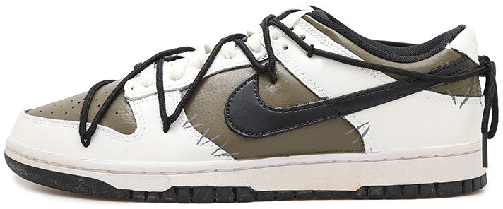 custom-shoes-nike-dunk-low-olive-green-reverse-stitch-vintage