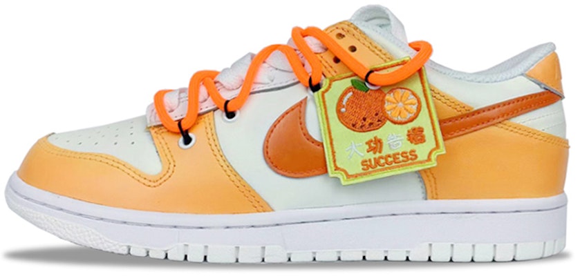 【定製球鞋】Nike Dunk Low (GS) 大功告橙 橘子 布貼 解構鞋帶 噴繪 低幫 板鞋 橙白 Buy 【定製球鞋】Nike Dunk Low (GS) 大功告橙 橘子 布貼 解構鞋帶 噴繪 低幫 板鞋 橙白