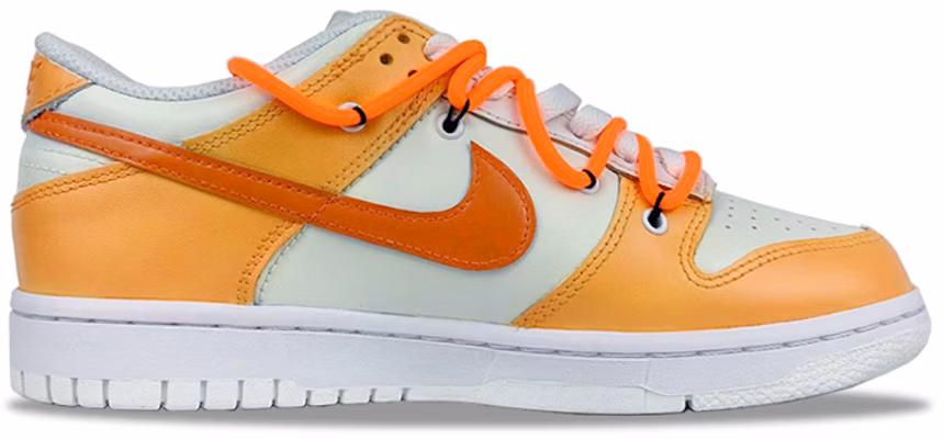 【定製球鞋】Nike Dunk Low (GS) 大功告橙 橘子 布貼 解構鞋帶 噴繪 低幫 板鞋 橙白 Order 【定製球鞋】Nike Dunk Low (GS) 大功告橙 橘子 布貼 解構鞋帶 噴繪 低幫 板鞋 橙白