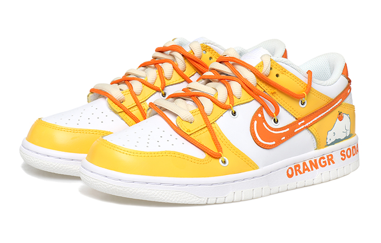 Lookbook 【定制球鞋】 Nike Dunk Low 橘子汽水 北極熊Logo 二次元 解構鞋帶 泡泡 低幫 板鞋 GS 橘色