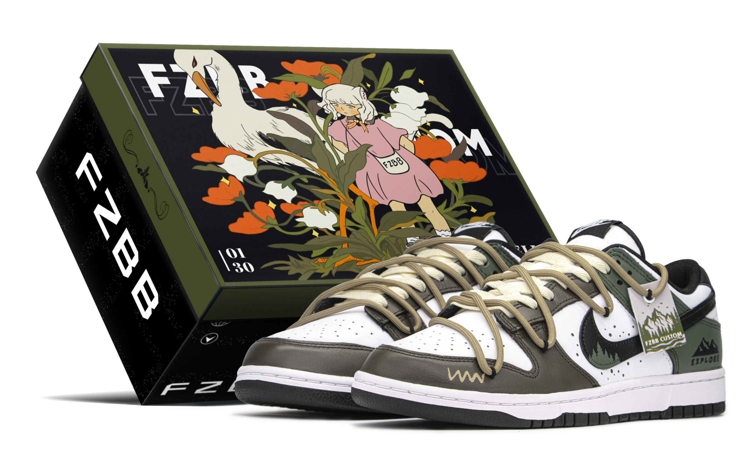 Buy [Kasut Custom] Nike Dunk Low 'Outdoor Retro Hijau Kelabu' DD1391-100-458325