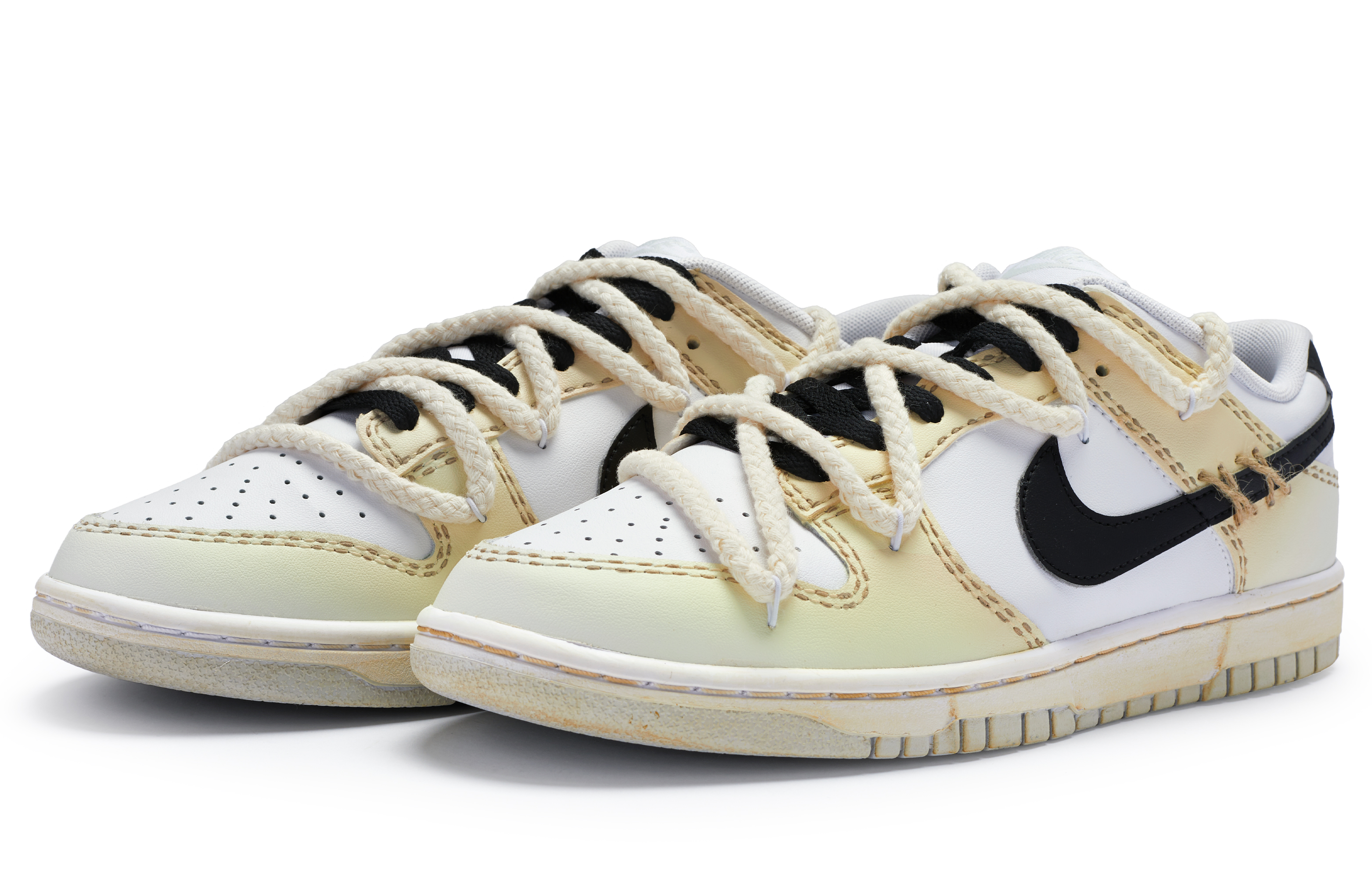 Lookbook [Sepatu Custom] Nike Dunk Low 'Oxidized Black Hand-Painted Street' DV0831-101(Team80-男款氧化黑复古黄)