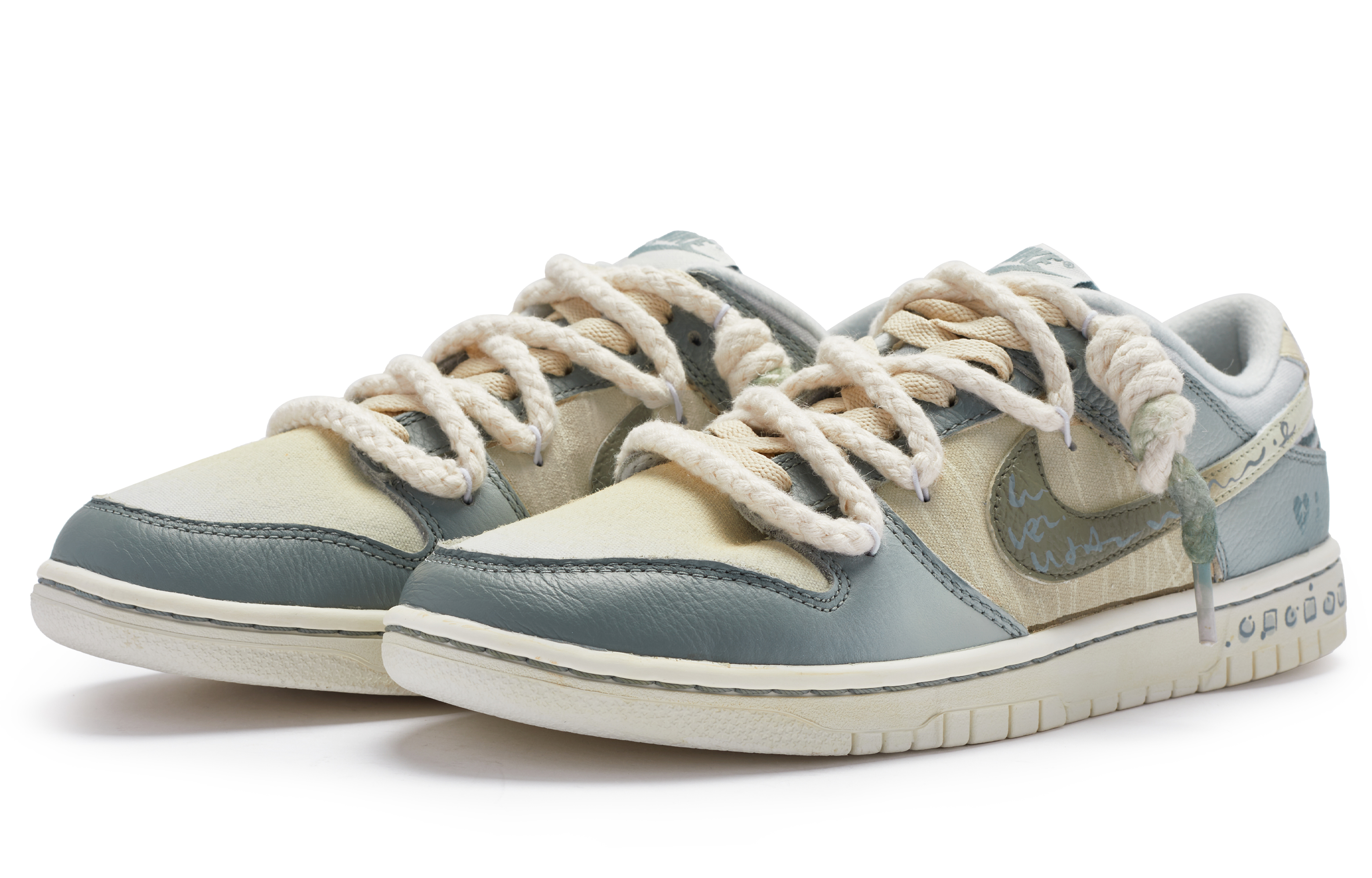 Lookbook [Kasut Custom] Nike Dunk Low 'Putih Dioksidasi Hijau Kelabu' DV7212-300(Team80-男款展信佳白绿灰)