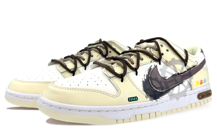 Lookbook ナイキ ダンク ロー "パック-ベージュブラウン" (カスタム) DJ6188-100(Team40-男款吃豆人米黄)