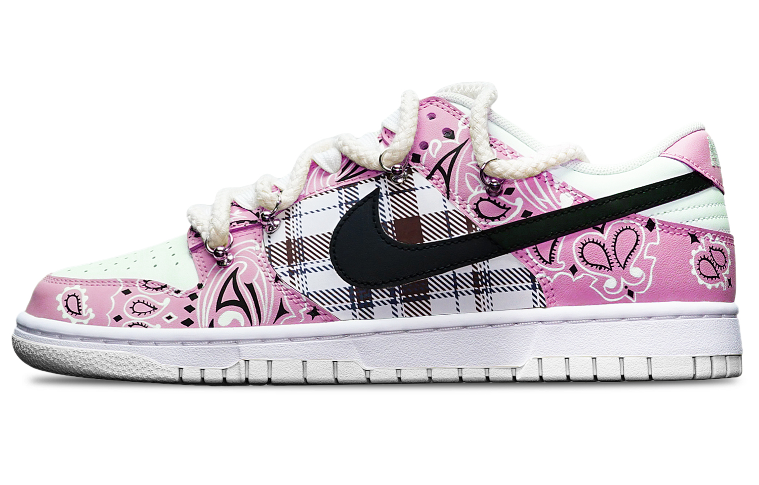 Buy 【カスタムシューズ】ナイキ ダンク ロー 'ペイズリー ブラック ホワイト レッド' DH9765-100(TeamT-腰果花红色S-BOX)